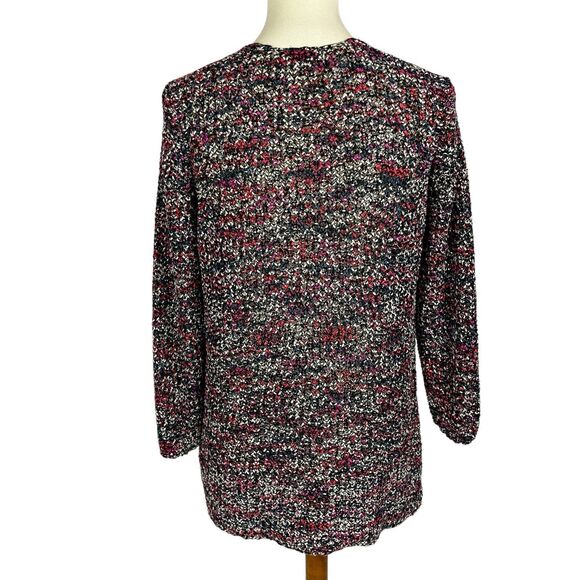 Nic+Zoe Holiday Wreath V-Neck 3/4 Sleeve Asymmetrical Hem Pullover Sweater Large - Picture 5 of 9